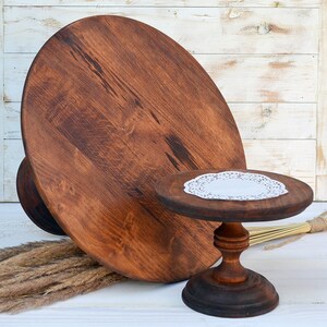 16 8 inches Rustic wedding cake stands, wooden cake stand, cake stands for weddings, wedding display stand, round wedding cake stand image 5