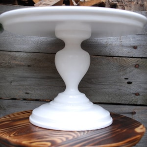 Wedding Cake Stand, Rustic cake stand, Wooden cake stand, Large cake stand, Wedding white pedestal, White cake stand, pedestal image 4