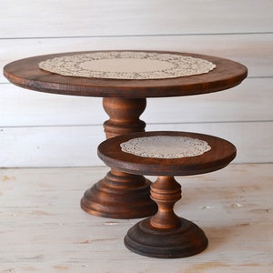 16 8 inches Rustic wedding cake stands, wooden cake stand, cake stands for weddings, wedding display stand, round wedding cake stand image 1