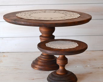 16" + 8" inches Rustic wedding cake stands, wooden cake stand, cake stands for weddings, wedding display stand, round wedding cake stand