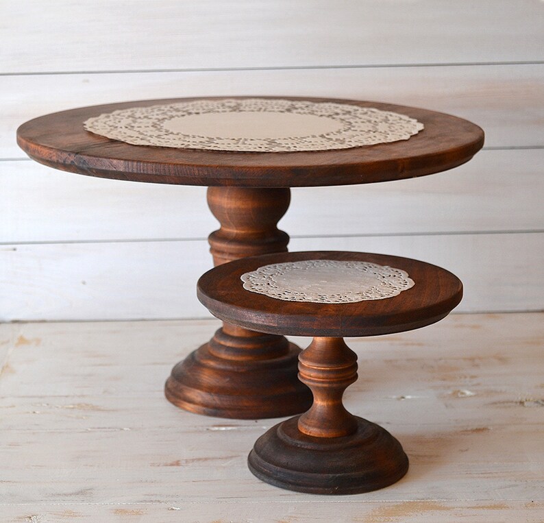 16 8 inches Rustic wedding cake stands, wooden cake stand, cake stands for weddings, wedding display stand, round wedding cake stand image 1