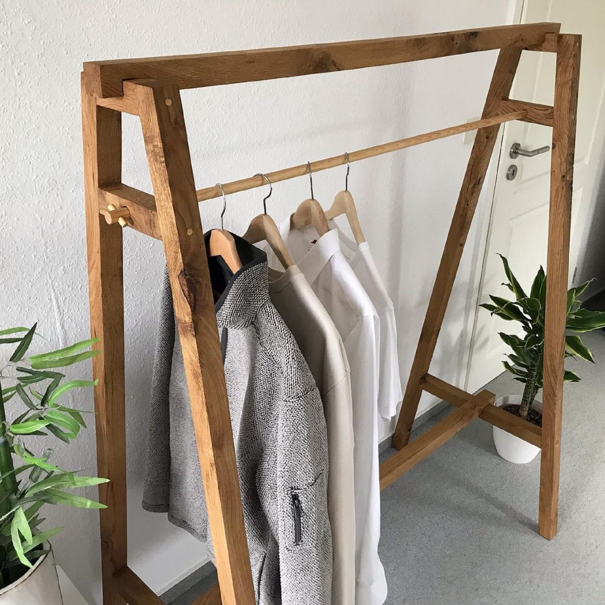 Garment Rack with Wood Storage Shelf – INNOKA