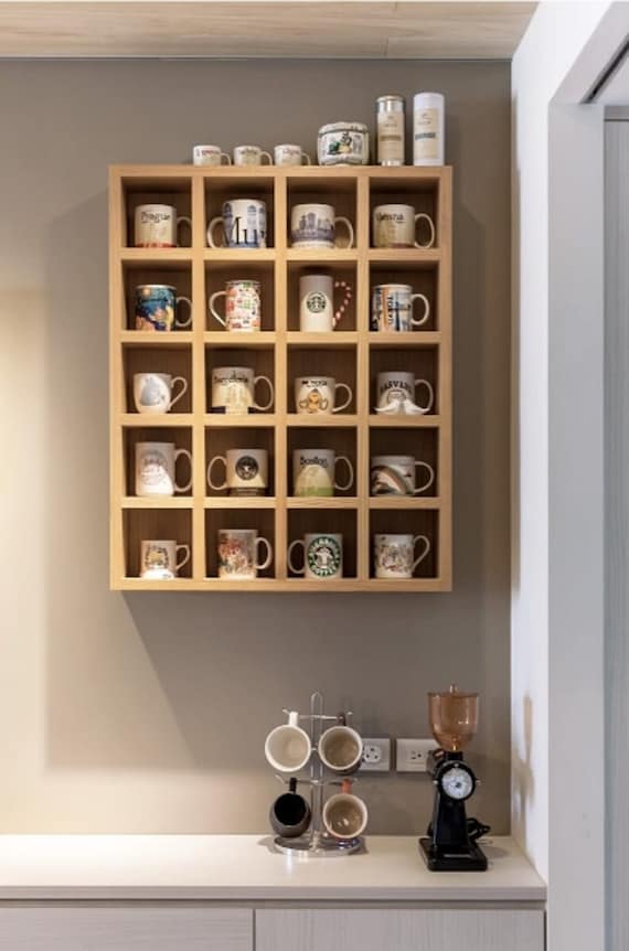Coffee Mug Holder 4 cup | Wall Mounted Mug Hooks | Mug Rack Display