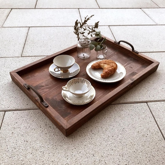 Wooden Rustic Tray, Serving Tray Handles, Large Serving Tray, Breakfast Serving  Tray, Bathroom Tray, Farmhouse Tray, Wood Coffee Table Tray -  Singapore