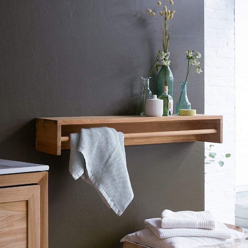 Oak Wall Shelf Oak Bathroom Shelf Shampoo Rack Oak Shelf Etsy