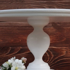 Wedding Cake Stand, Rustic cake stand, Wooden cake stand, Large cake stand, Wedding white pedestal, White cake stand, pedestal image 5