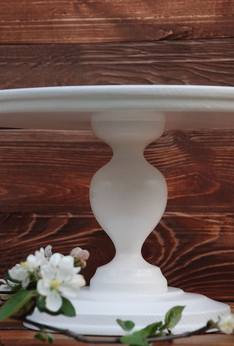 Wedding Cake Stand, Rustic cake stand, Wooden cake stand, Large cake stand, Wedding white pedestal, White cake stand, pedestal image 5