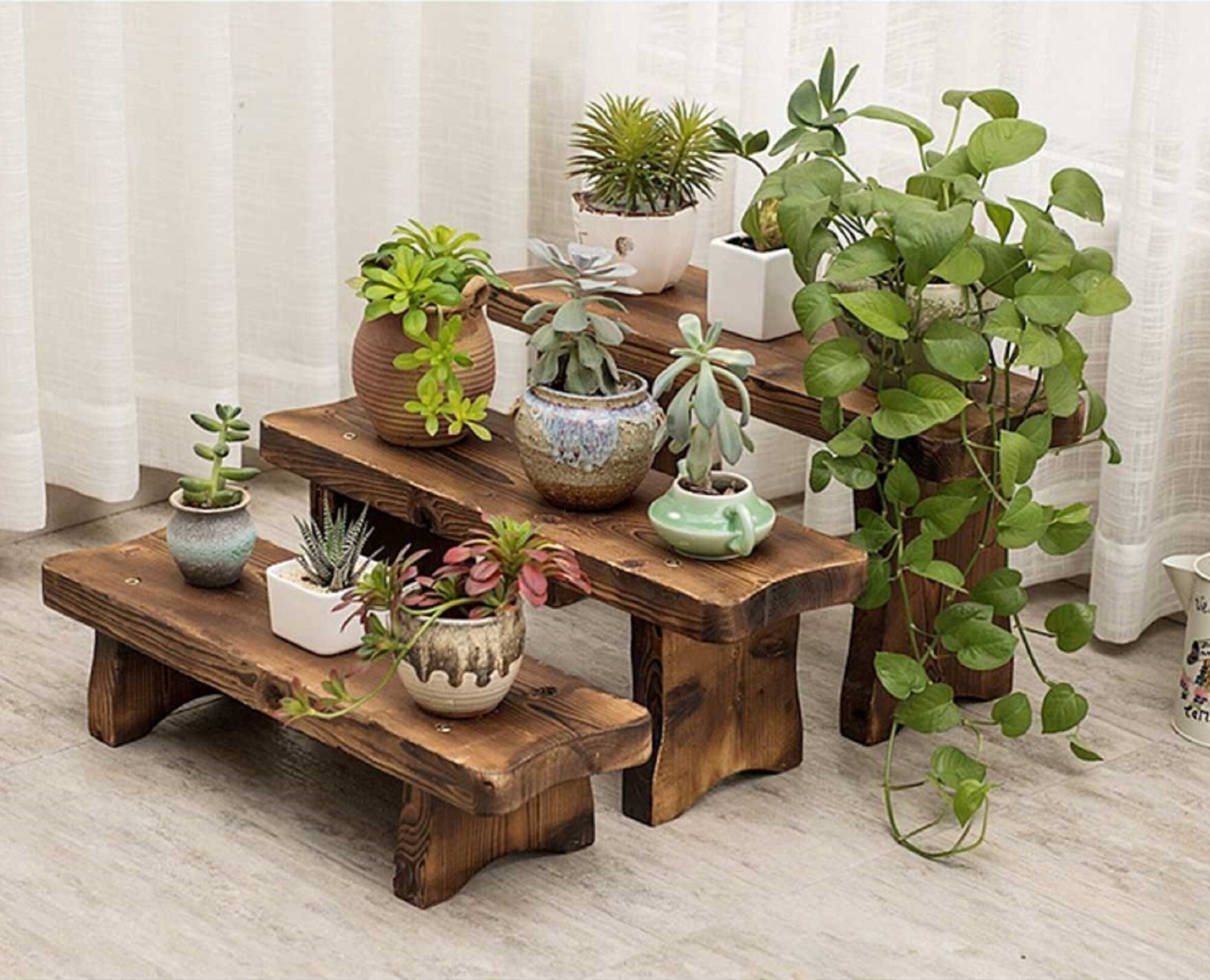 ALL SIZES Wooden bench for plants flowers wood benches Etsy