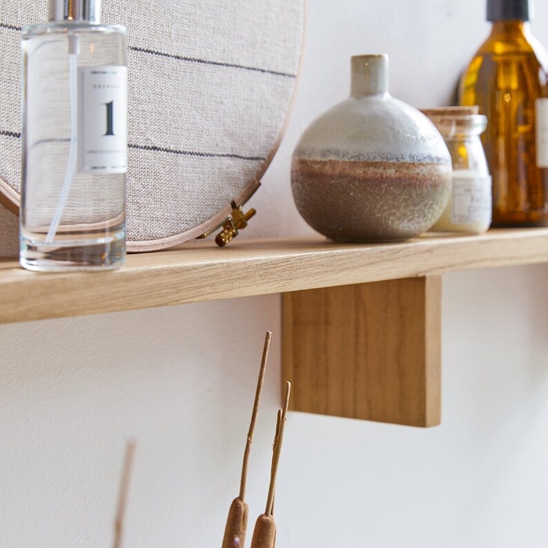 Oak Bathroom Shelf Plant Shelf Oak Wall Shelves Wall - Etsy