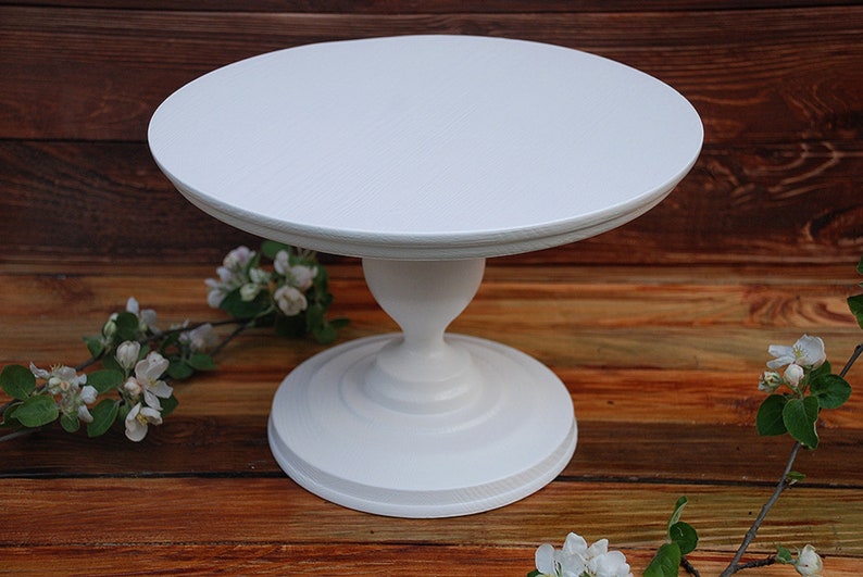 Wooden Cake Stand, white cupcake stand, dessert stands, Wedding Cake Stand, Cake Plate,white cake pedestal,wooden cake holders image 1