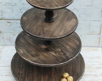 4-tiered Wooden cake stand, rustic cake stand, wooden stand, cupcake stand,stand for cupcakes, donut party stand, dessert stand