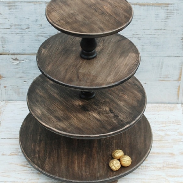 4-tiered Wooden cake stand, rustic cake stand, wooden stand, cupcake stand,stand for cupcakes, donut party stand, dessert stand