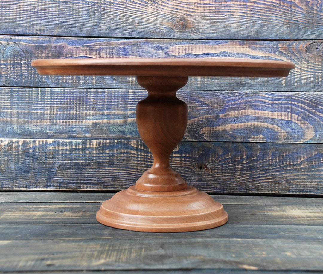 Wooden Wedding Cake Stand, Rustic Wooden Cake Stand, Dark Wood Cake ...