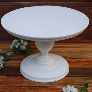 Wedding Cake Stand, Rustic cake stand, Wooden cake stand, Large cake stand, Wedding white pedestal, White cake stand, pedestal image 2