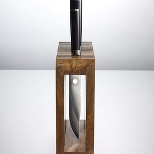 Bloc à couteaux en chêne, présentoir à couteaux en chêne, bloc à couteaux en bois, support à couteaux en chêne, bloc à couteaux de cuisine en chêne, support à couteaux universel en bois image 2