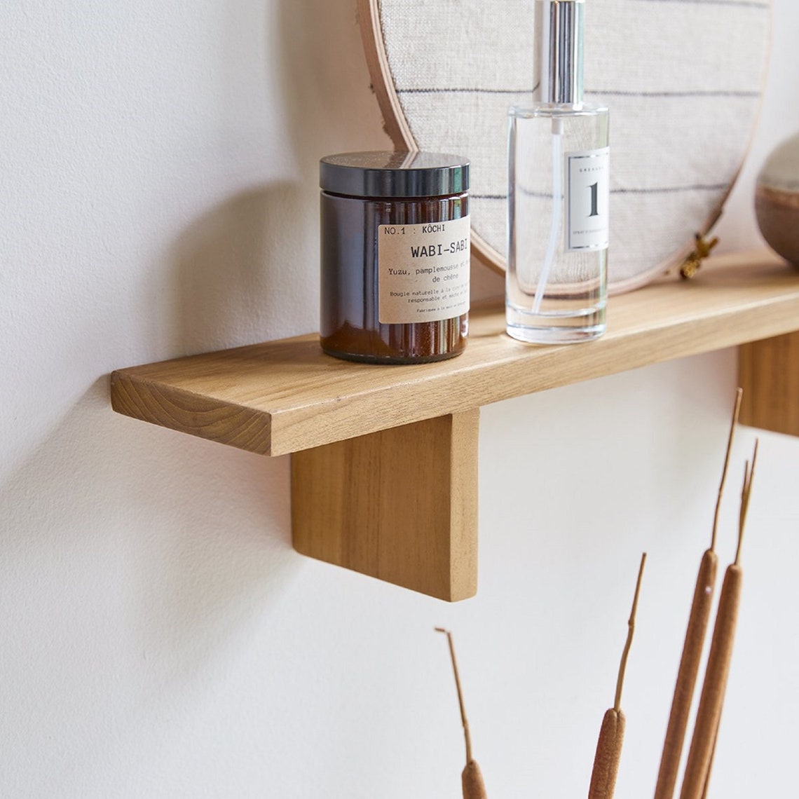 Oak Bathroom Shelf Plant Shelf Oak Wall Shelves Wall - Etsy
