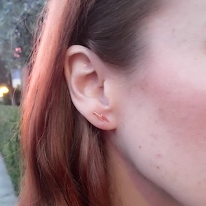 lightening bolt earrings, stud earrings, lightening bolt studs, tiny gold studs, gold ear studs, dainty earrings, tiny earrings, gold studs