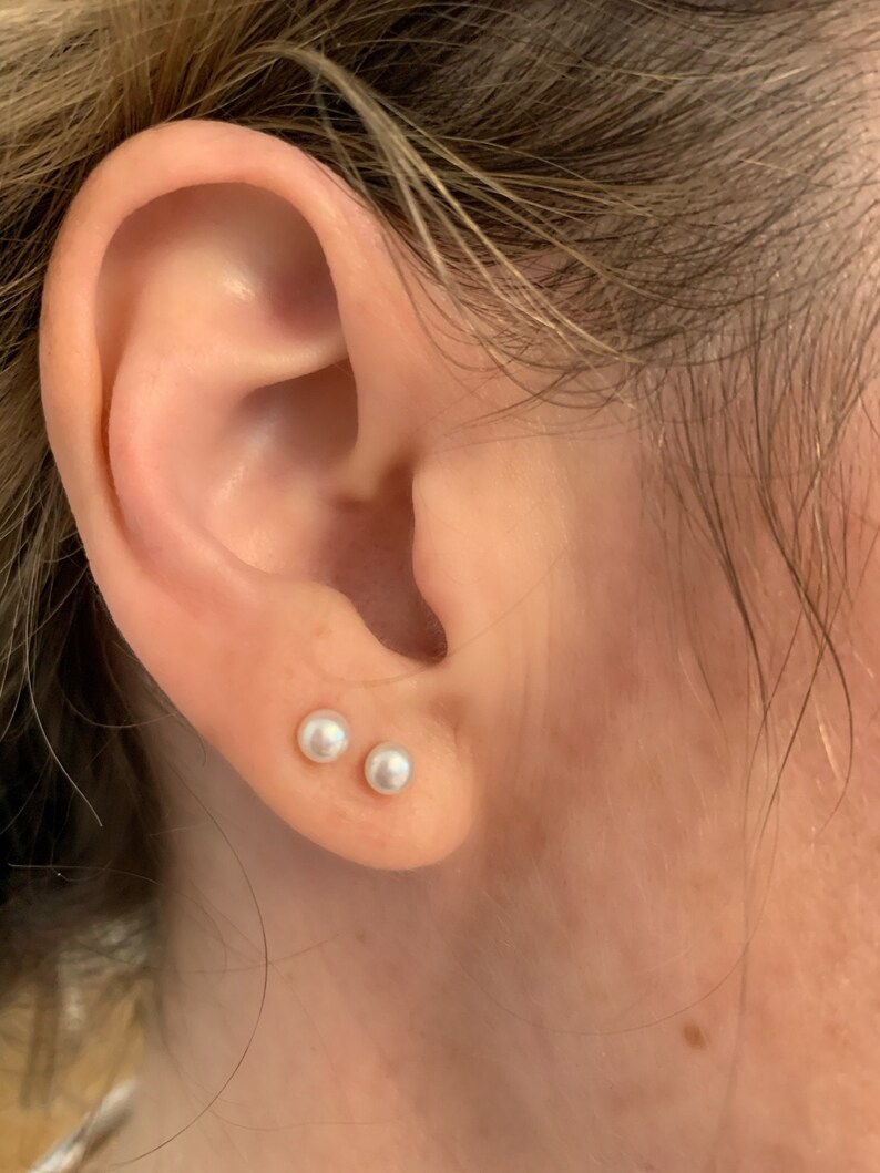 Tiny Pearl Studs Pearl Earrings Pearl Studs 14k Pearl Stud Etsy