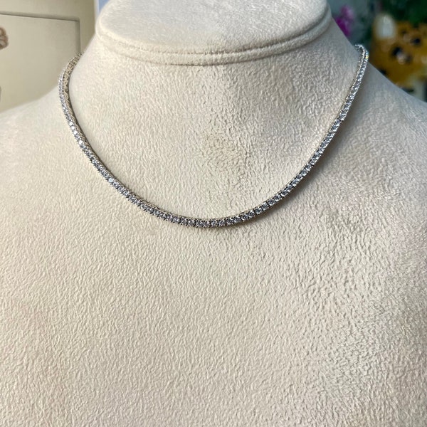 Tiny tennis necklace, tennis necklace, silver tennis necklace, dainty tennis necklace, tennis chocker necklace, chocker necklace