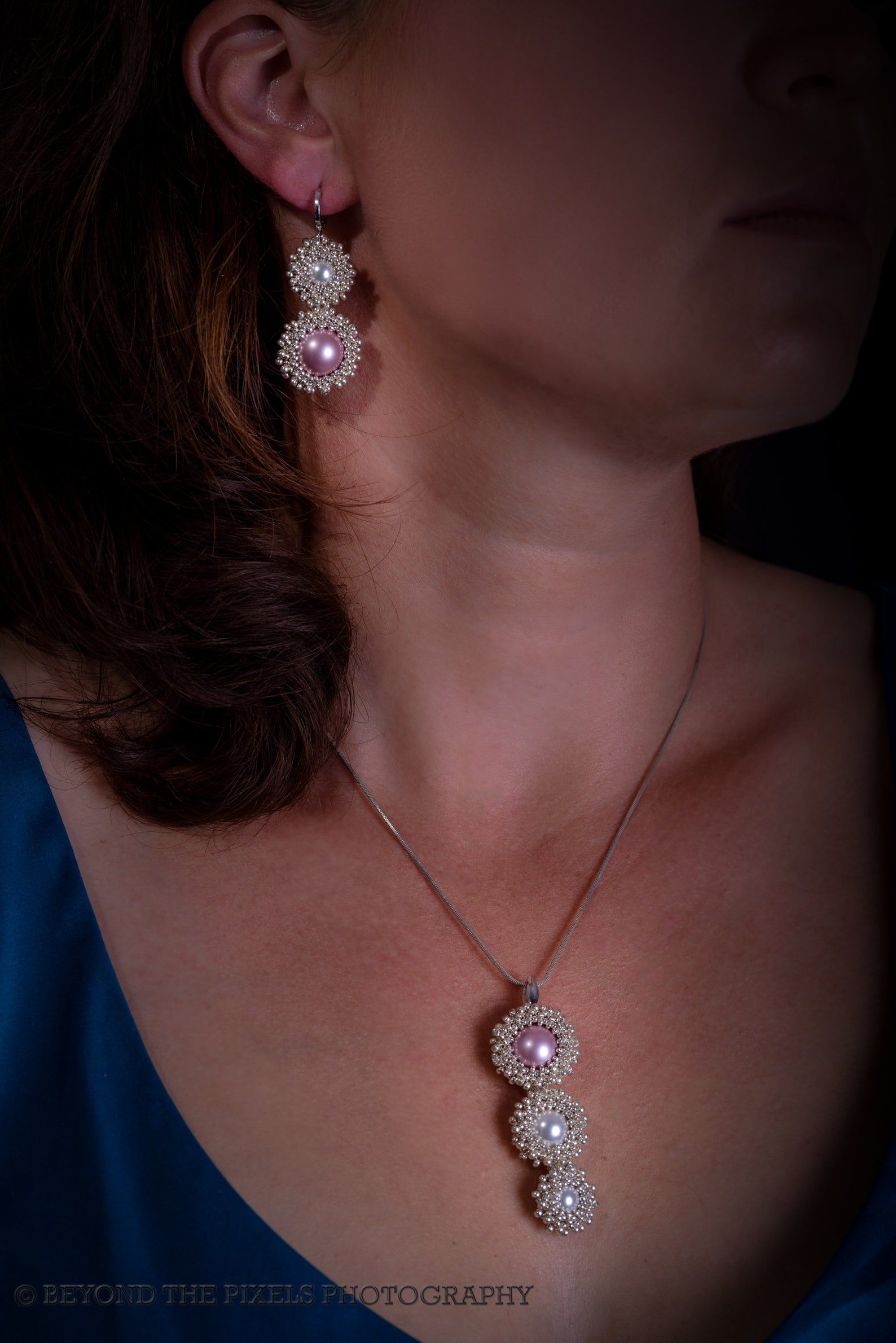 Silver and Pink Beaded Pendant Pearl Beaded Pendant Etsy