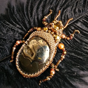 Insect brooch, Bug brooch, beetle brooch, embroidery brooch, beautiful brooch, beaded pin
