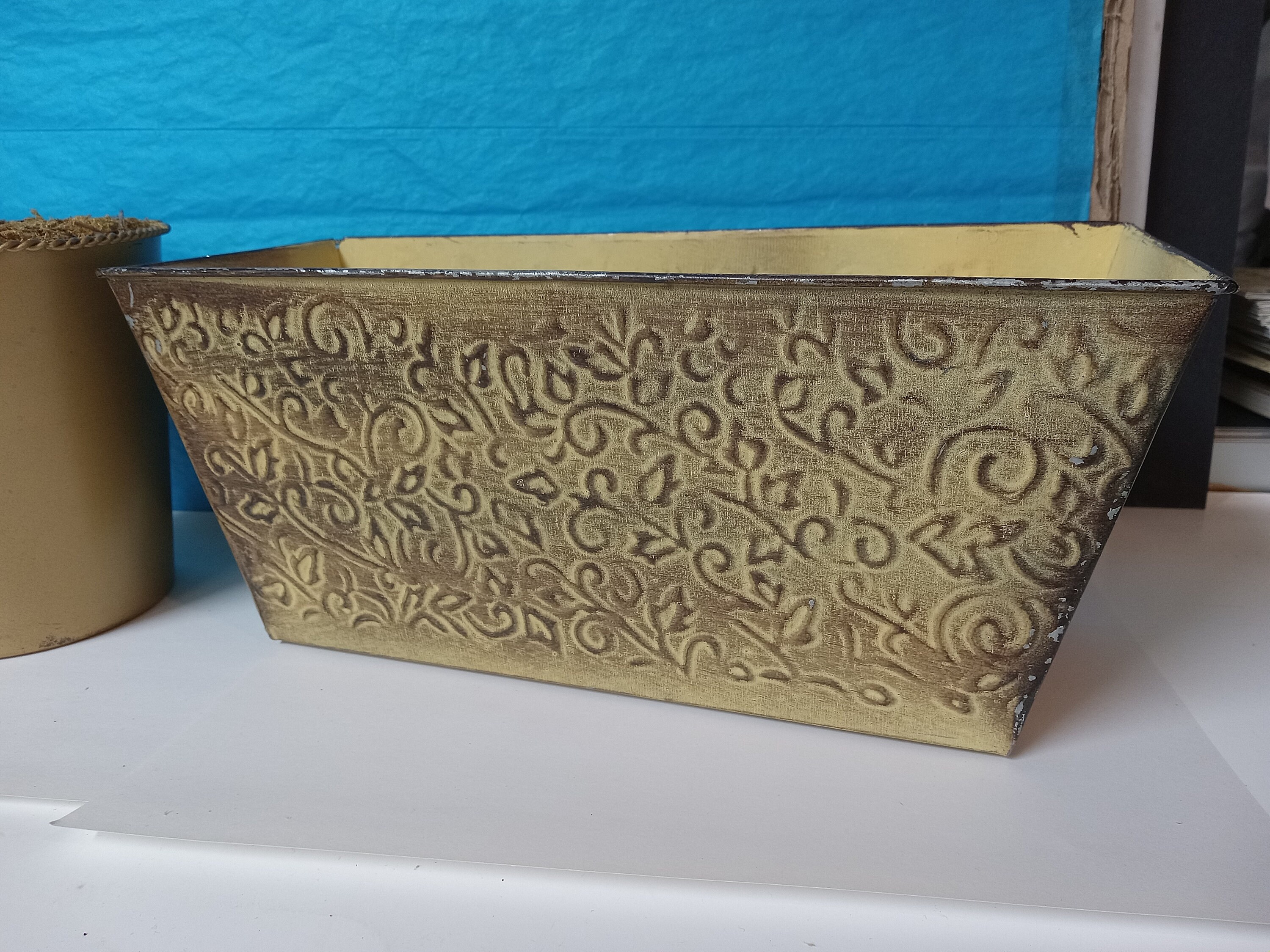 2 Metal Artificial Floral Containers - Used/new - Round - Rectangle ...