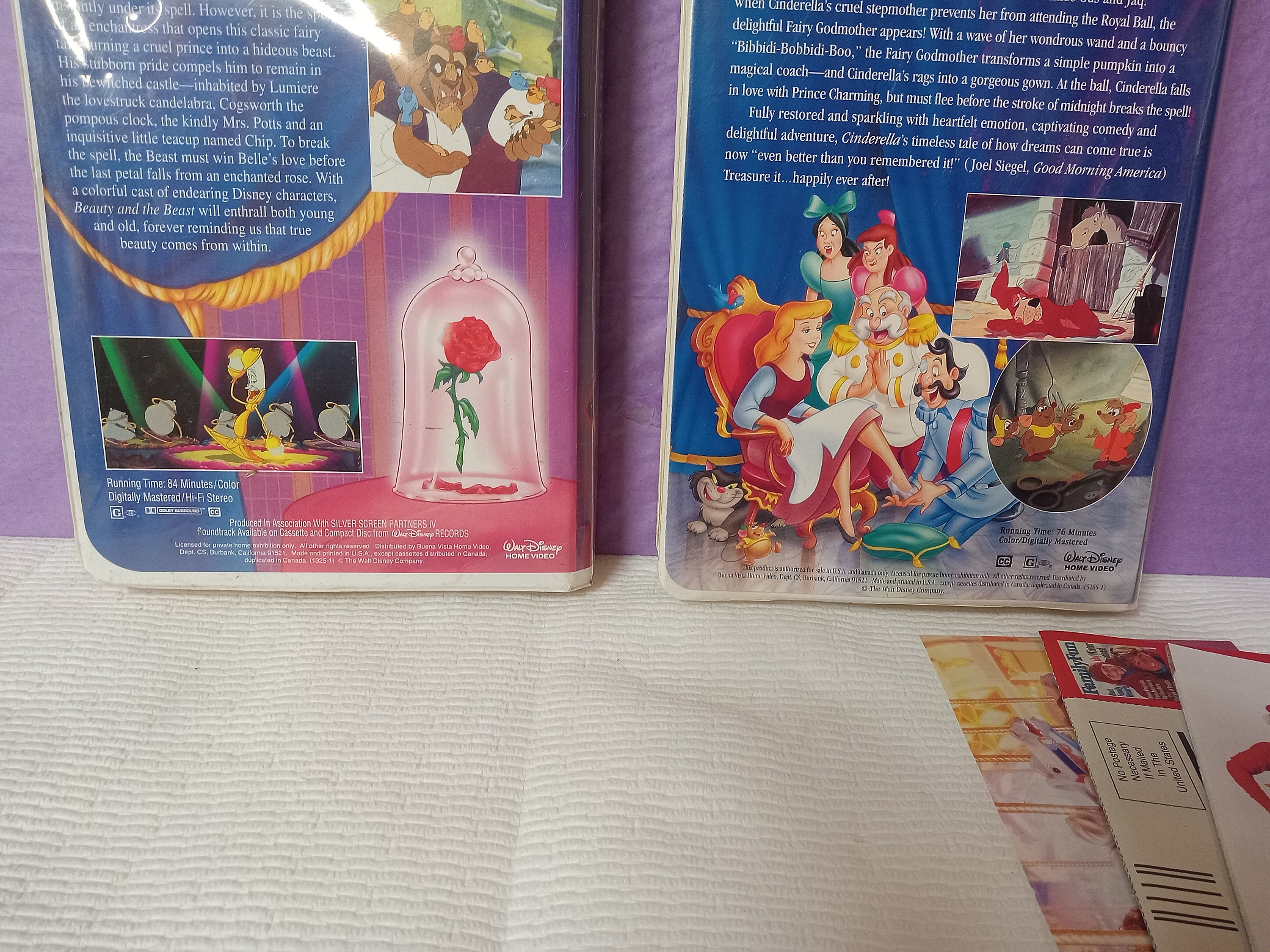 Walt Disney VHR Tapes - Beauty and the Beast - Cinderella - (NBPE