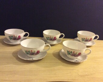 10-piece - Cups and Saucers - Fine China Set - Made in Japan - Mint - (NBPE#30)