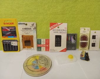 9 agulhas de costura vintage e um dedal - Usados - (NBPE#1173)
