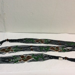 Italian Micro Glass Beaded Floral Belt with Tassels