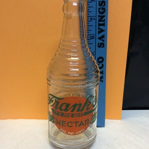 Rare Vintage Franks - Original - Nectar - 12 oz. Soda Bottle - 1949 - Mint - (NBPE#575)