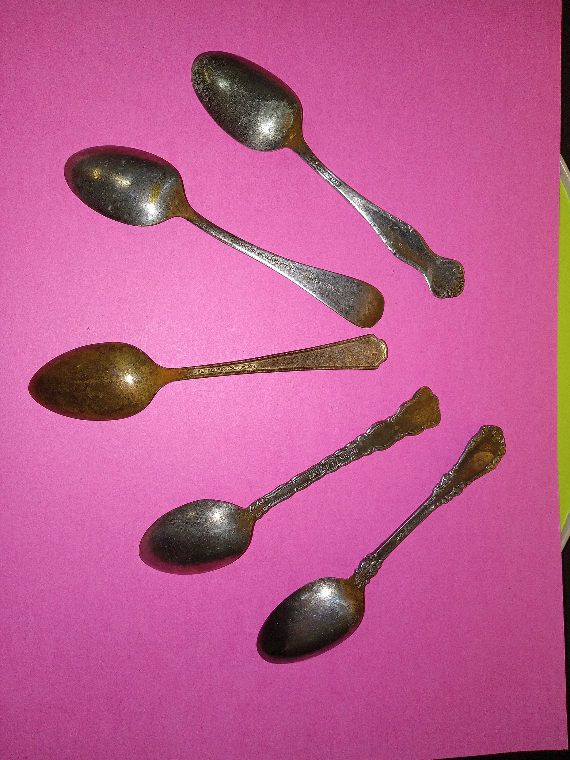 アンティーク　デミタス　スプーン ヴィンテージ デミタス シルバープレート スプーン 5本 - (NBPE#2309E