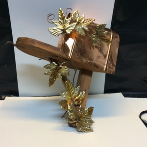 Kupfer - Holz - Messing - Wanddeko - Briefkasten - Mint - (NBPE#457)