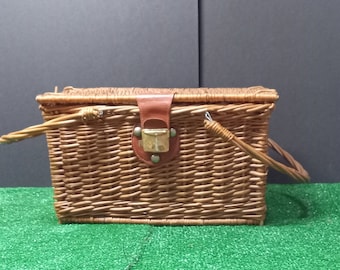 Vintage Wicker Picnic Basket - (NBPE#2509)