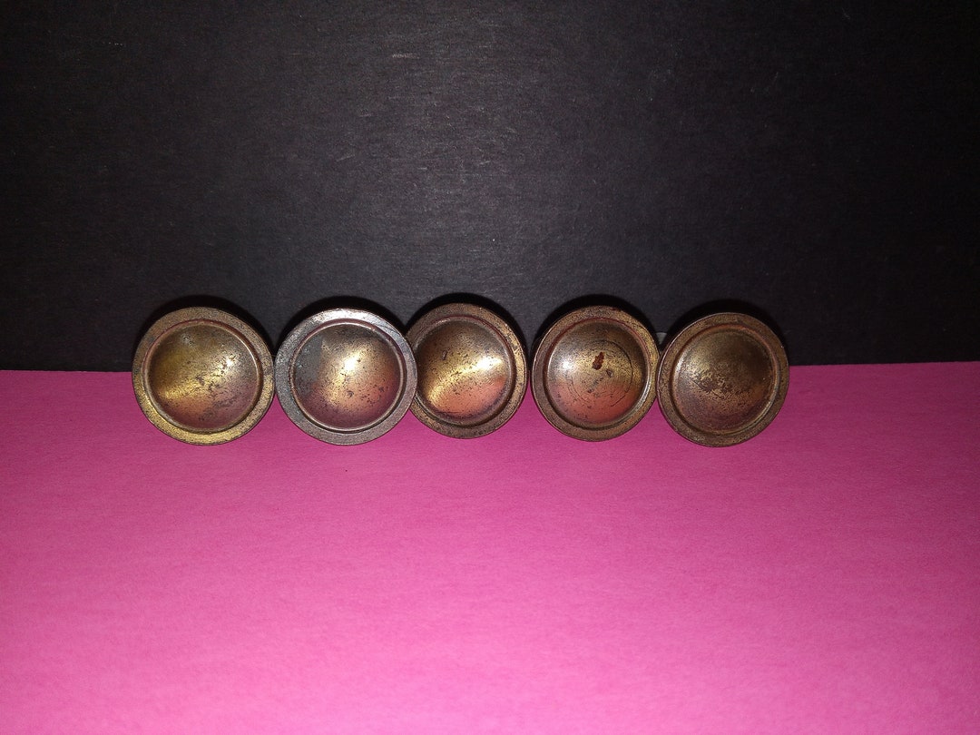 5 Used Button Furniture Vintage Brass Tone Knobs NBPE2222ESB Etsy
