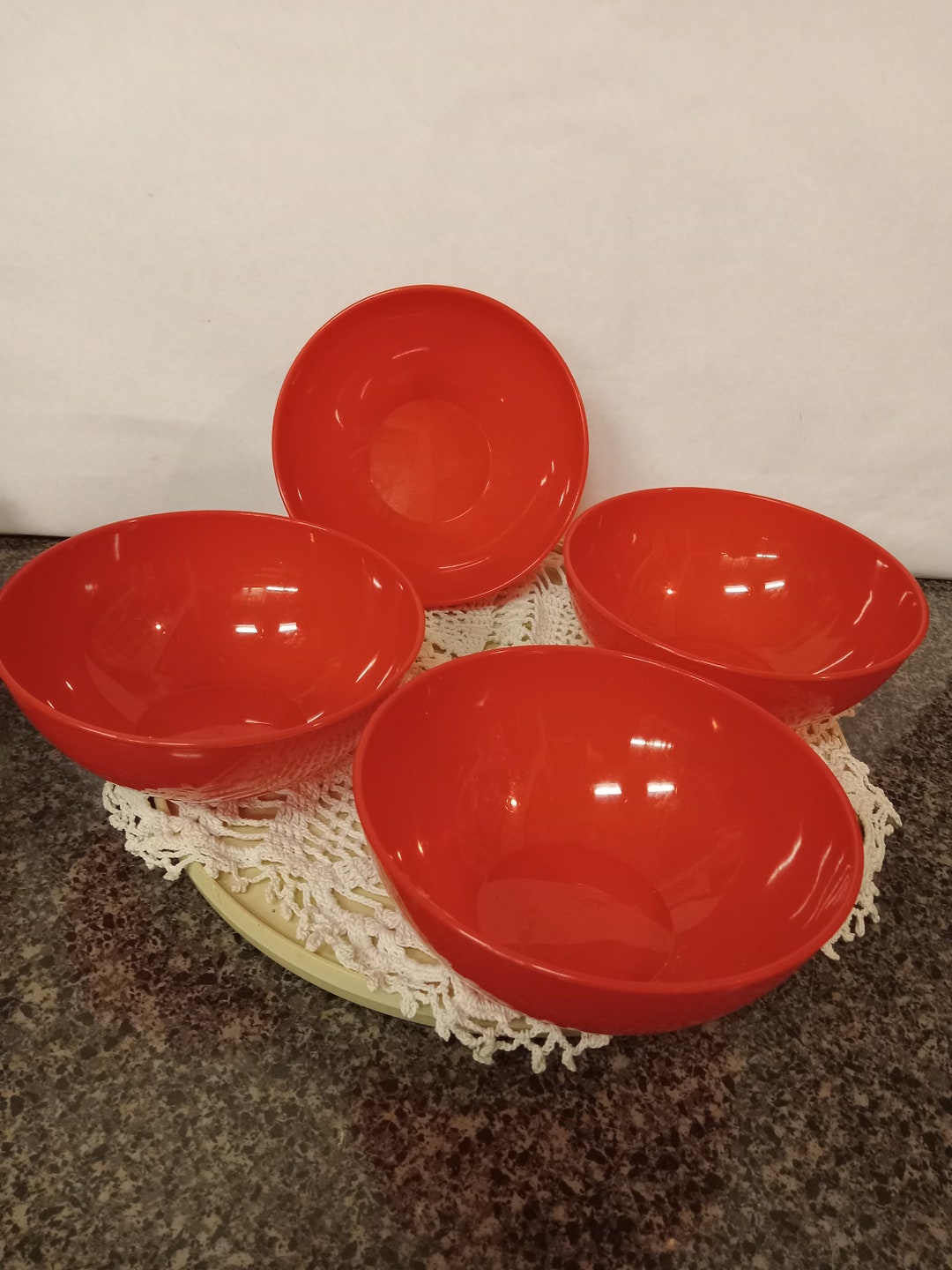 4 Red Plastic Camping Bowls 40's NBPE1M/16 Etsy