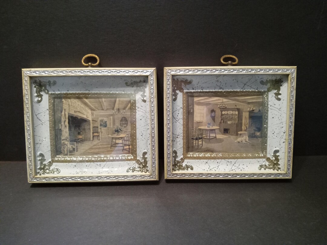2 Vintage Shadowbox Pictures in Picture Frames - (NBPE#2671D) - Etsy