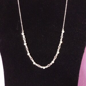 Trifari Necklace - 15&quot;-18&quot; - Silver & Faux Diamond - Great Condition - (NBPE#1543)