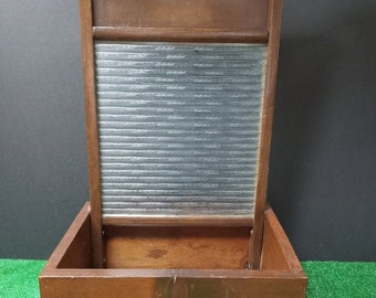 Repurposed Vintage National Glass Washboard Storage'/Flower Box - (NBPE#2484)