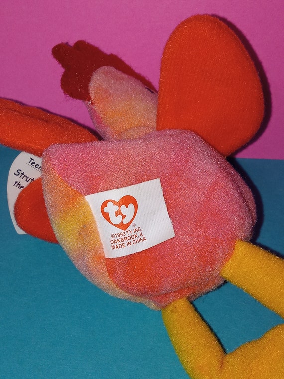 Retired Vintage Teenie Beanie Baby - Strut the Rooster - 1993