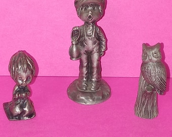 3 Vintage Pewter Miniature Figures - (NBPE#1993)