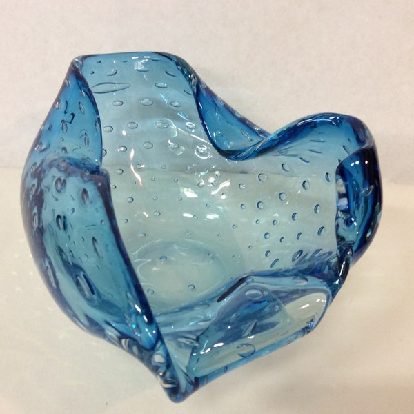 Vintage Blue Bubble Glass Piece - Hand Made - Hand Formed - Mint - Beautiful! - (NBPE#877)