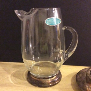 Clear Glass with Silver Plated Base Pitcher and Butter Dish with Glass Insert/2 pieces NBPE24 image 3