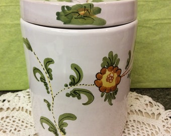 Vintage Signed Pottery Canister - Hand Made - Hand Painted - (NBPE#857)