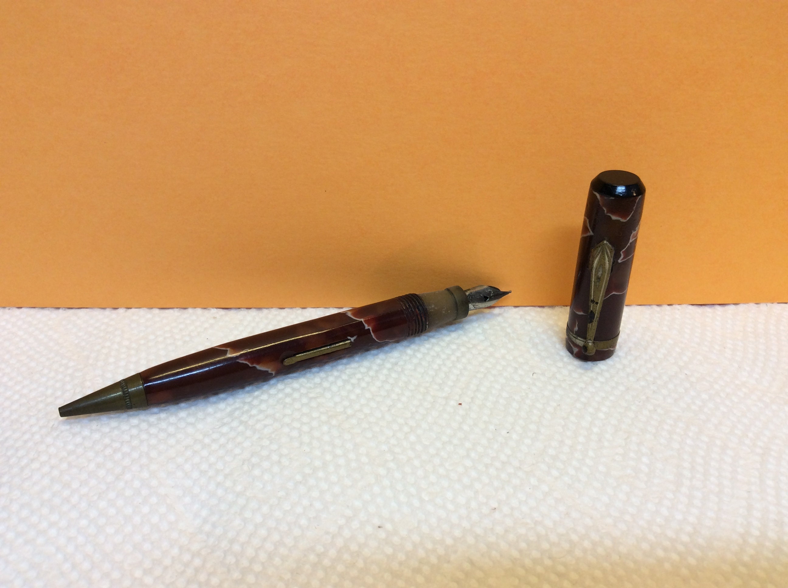 【希少】 tonquin enamel 1920年 ヴィンテージ 1920年代のアンティークコンビネーションインクウェルペン＆鉛筆