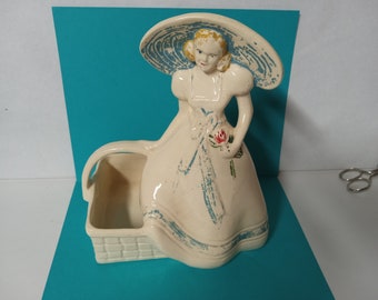 Antique Brush McCoy - Southern Lady with Basket - (NBPE#1307)