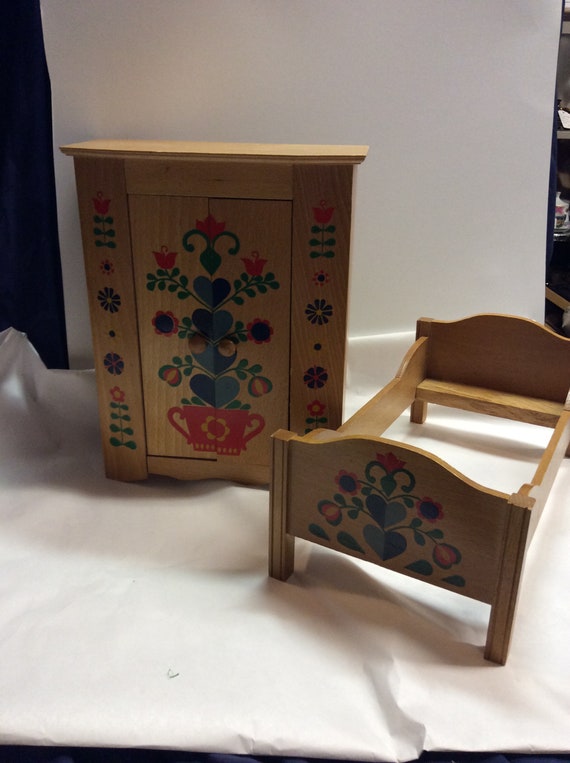 1950 s Scandinavian Style Doll Bedroom Set Hutch Blanket Chest