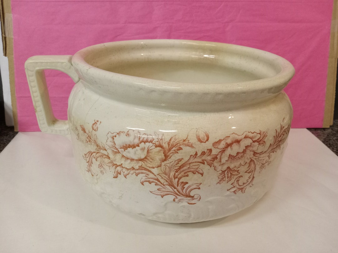 Antique Chamber Pot Victorian Pink and Cream as is Etsy