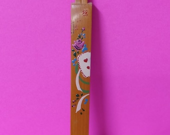 Hand Made Bamboo Personal Vintage Chop Sticks & Holder - Hand Painted - Mint - (NBPE#1881E)