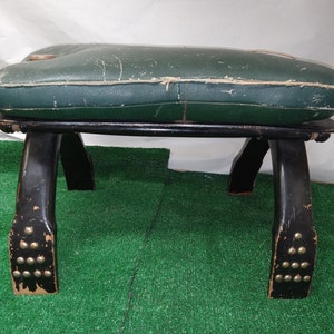 Vintage Middle Eastern Camel Saddle/Foot Stool - Leather, Wood & Rawhide - (NBPE#2229)